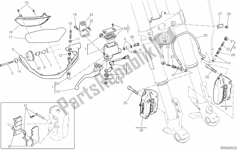 Todas las partes para Sistema De Freno Delantero de Ducati Multistrada 950 SW Thailand 2017